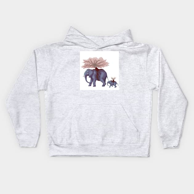 Colourful Elephant Trees Kids Hoodie by Xetalo